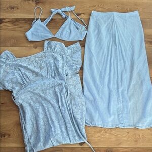Free people Elegant Light Blue Women's Skirt/dress set